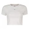 TOMMY JEANS T-SHIRT CROP A COSTE LOGO DONNA Bianco -Tendenza Italia tommy jeans dw0dw12848 t shirt crop a coste logo donna casual donna 045115001 ybr 1