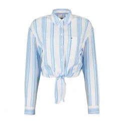 TOMMY JEANS CAMICIA CON NODO DONNA Azzurro, Bianco