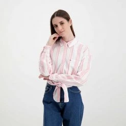 TOMMY JEANS CAMICIA CON NODO DONNA Bianco, Rosa -Tendenza Italia tommy jeans dw0dw12901 camicia con nodo donna casual donna 045115501 the 5
