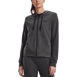 UNDER ARMOUR FELPA FULL ZIP CON CAPPUCCIO RIVAL TERRY DONNA Grigio -Tendenza Italia under armour 1369853 rival terry fz hoodie abbigliamento training e palestra donna 046617601 010 3