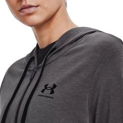 UNDER ARMOUR FELPA FULL ZIP CON CAPPUCCIO RIVAL TERRY DONNA Grigio -Tendenza Italia under armour 1369853 rival terry fz hoodie abbigliamento training e palestra donna 046617601 010 5