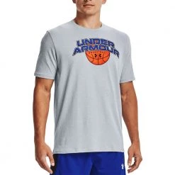 UNDER ARMOUR T-SHIRT BBALL BRANDED WORDMARK Grigio -Tendenza Italia under armour 1370233 t shirt bball branded wordmark abbigliamento basket uomo 044616701 011 3