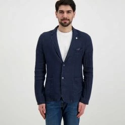 V2 GIACCA IN LINO SARTORIALE Blu -Tendenza Italia v2 gusli giacca in lino sartoriale casual uomo 045118801 bl 3