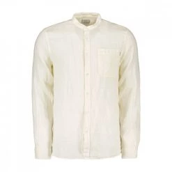 WOOLRICH CAMICIA IN LINO COLLO COREANA Bianco