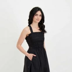 WOOLRICH ABITO MEDIO POPLINE DONNA Nero -Tendenza Italia woolrich cfwwdr0098frut3027 abito popeline medium donna casual donna 044674101 100 5