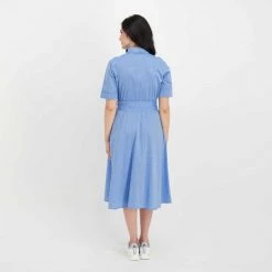 WOOLRICH ABITO CHEMISIER IN CHAMBRAY DONNA Azzurro -Tendenza Italia woolrich cfwwdr0106frut2910 abito chemisier in chambray donna casual donna 044674601 308 4