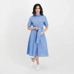 WOOLRICH ABITO CHEMISIER IN CHAMBRAY DONNA Azzurro -Tendenza Italia woolrich cfwwdr0106frut2910 abito chemisier in chambray donna casual donna 044674601 308 6