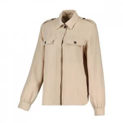 WOOLRICH GIACCA OVERSHIRT VISCOSA LINO DONNA Beige