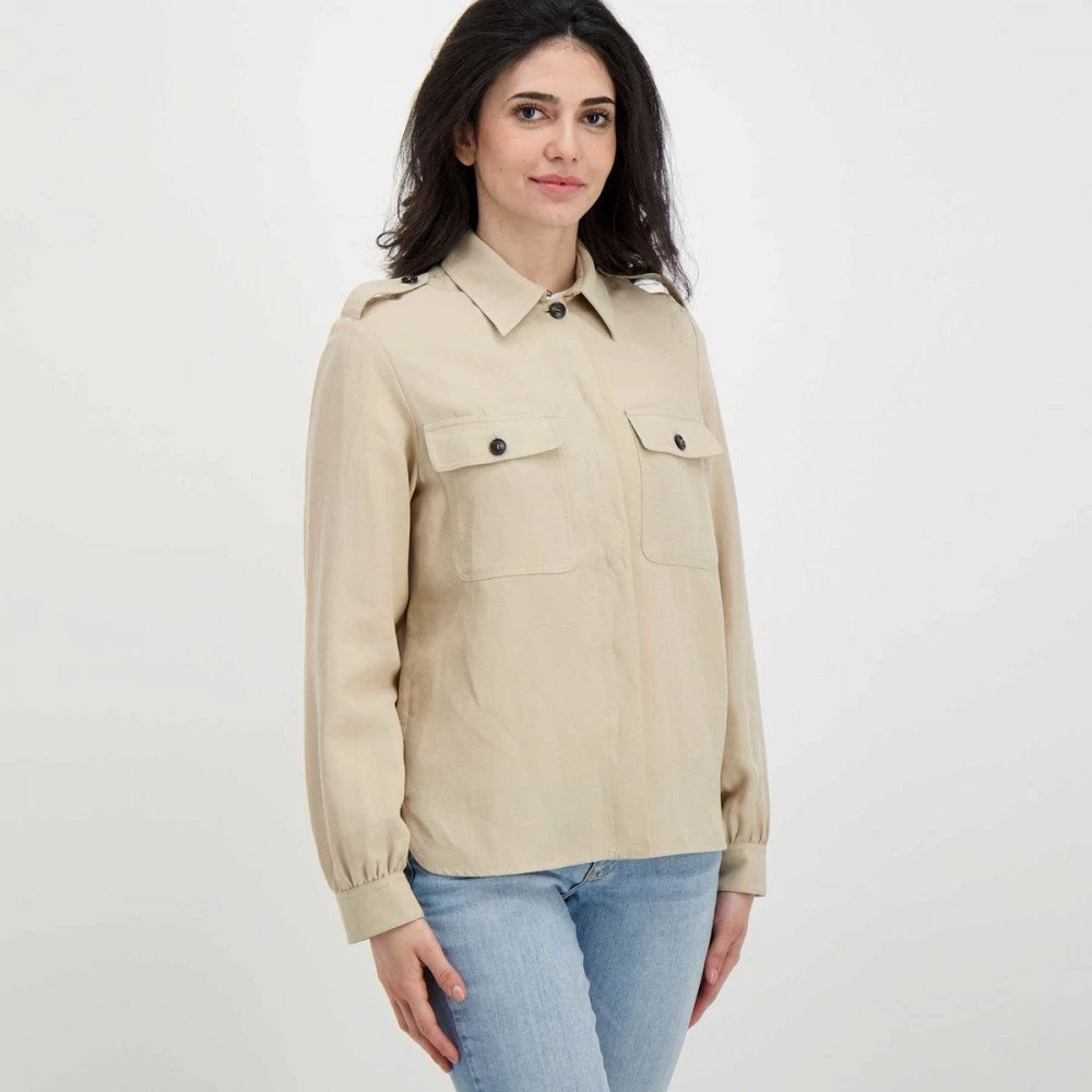 WOOLRICH GIACCA OVERSHIRT VISCOSA LINO DONNA Beige 5 WOOLRICH GIACCA OVERSHIRT VISCOSA LINO DONNA Beige - immagine 3