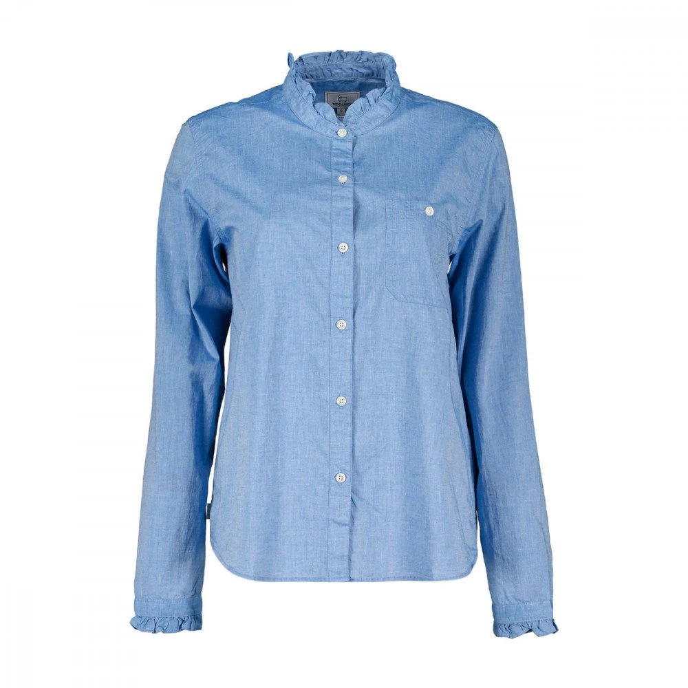 WOOLRICH CAMICIA CHAMBRAY VOLANT DONNA Azzurro 3 WOOLRICH CAMICIA CHAMBRAY VOLANT DONNA Azzurro