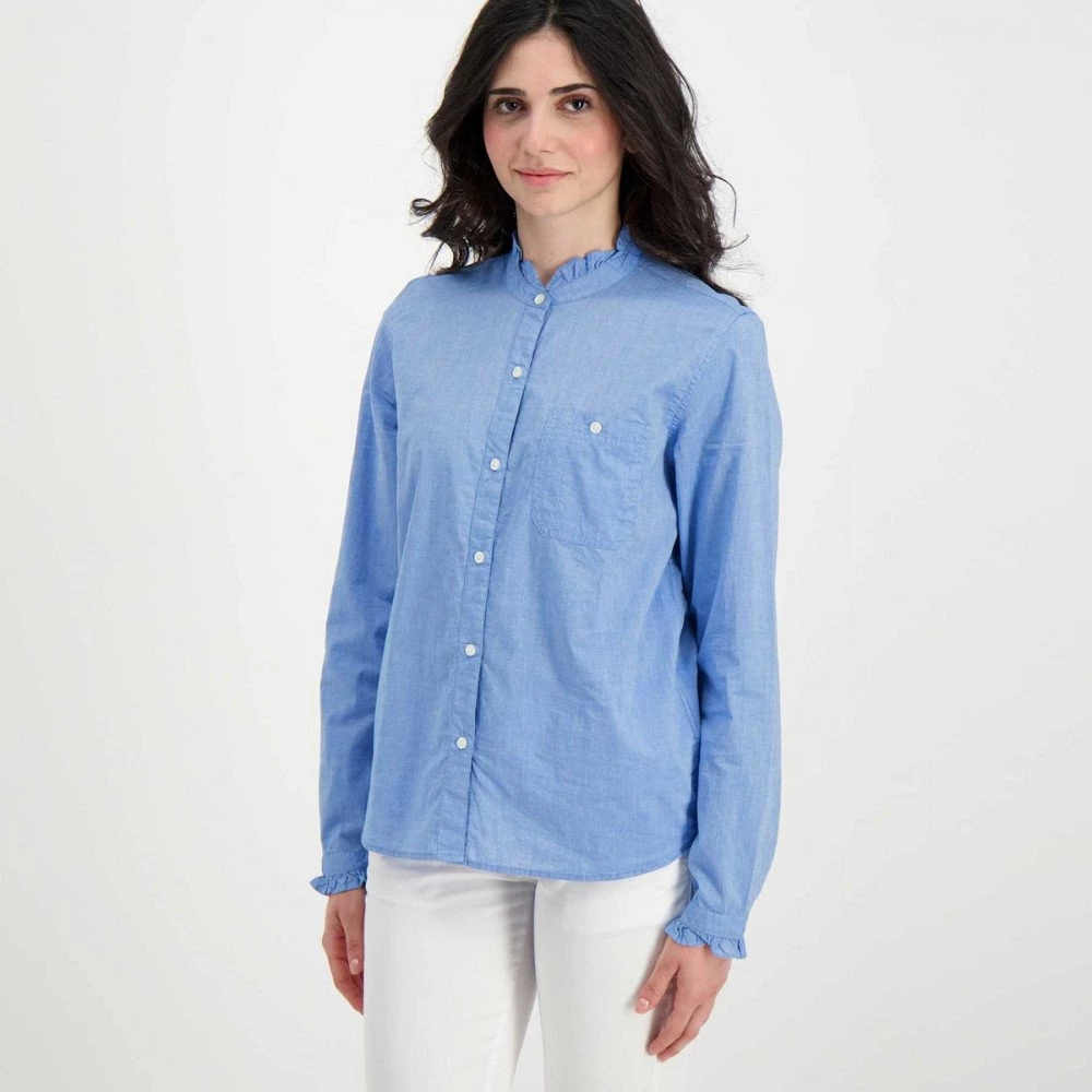 WOOLRICH CAMICIA CHAMBRAY VOLANT DONNA Azzurro 5 WOOLRICH CAMICIA CHAMBRAY VOLANT DONNA Azzurro - immagine 3
