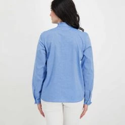 WOOLRICH CAMICIA CHAMBRAY VOLANT DONNA Azzurro 11 WOOLRICH CAMICIA CHAMBRAY VOLANT DONNA Azzurro -Tendenza Italia woolrich cfwwsi0115frut2910 camicia collo guru in chambrais donna casual donna 044675901 308 4