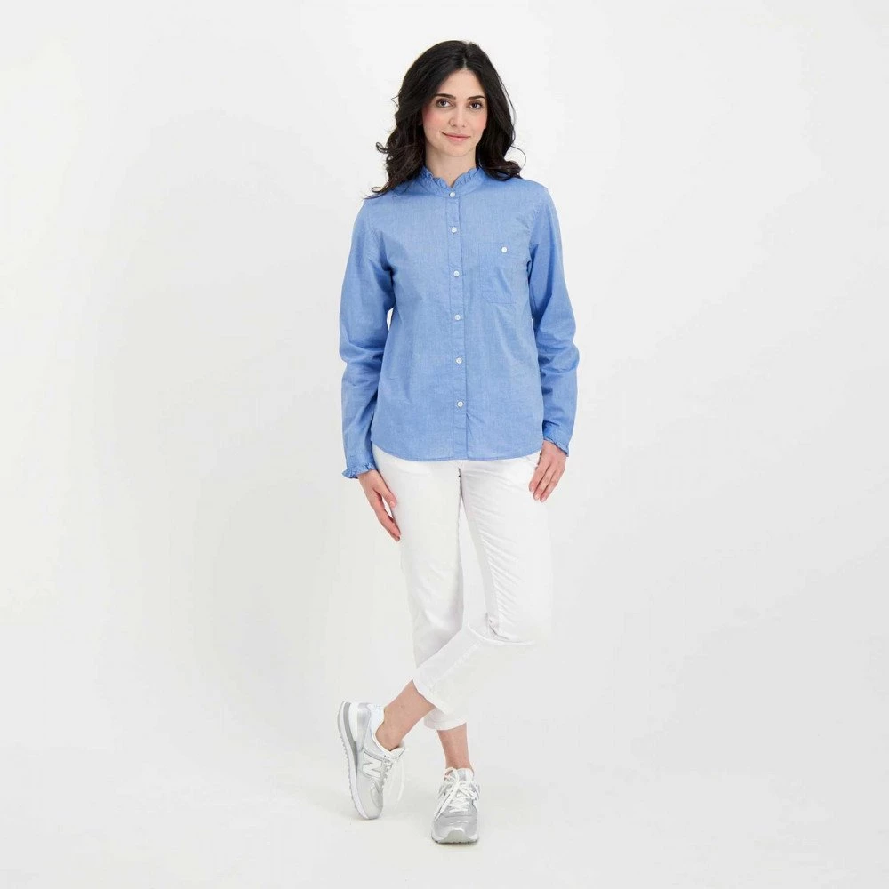 WOOLRICH CAMICIA CHAMBRAY VOLANT DONNA Azzurro 8 WOOLRICH CAMICIA CHAMBRAY VOLANT DONNA Azzurro - immagine 6