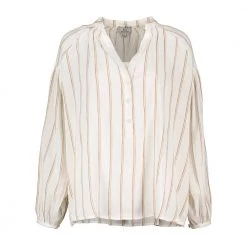 WOOLRICH BLUSA FLUID STRIPE LINO VISCOSA DONNA Bianco